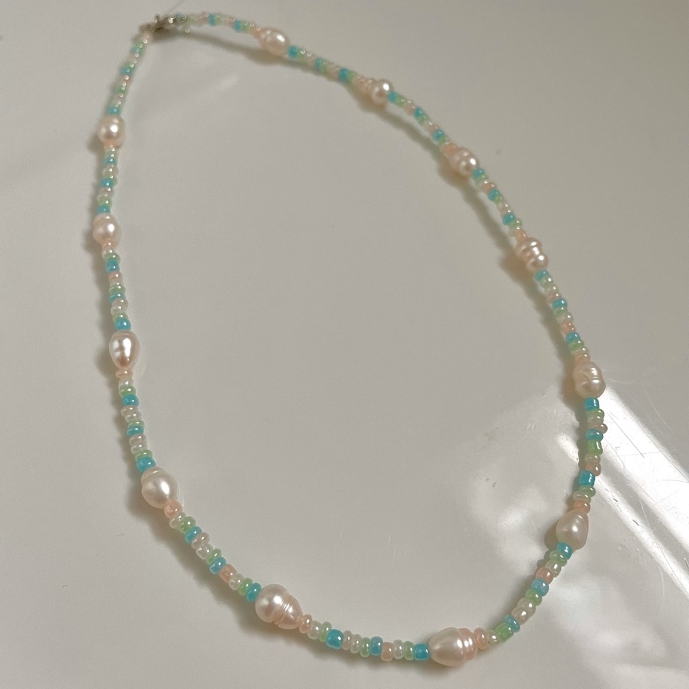 Pastel rainbow pearl necklace